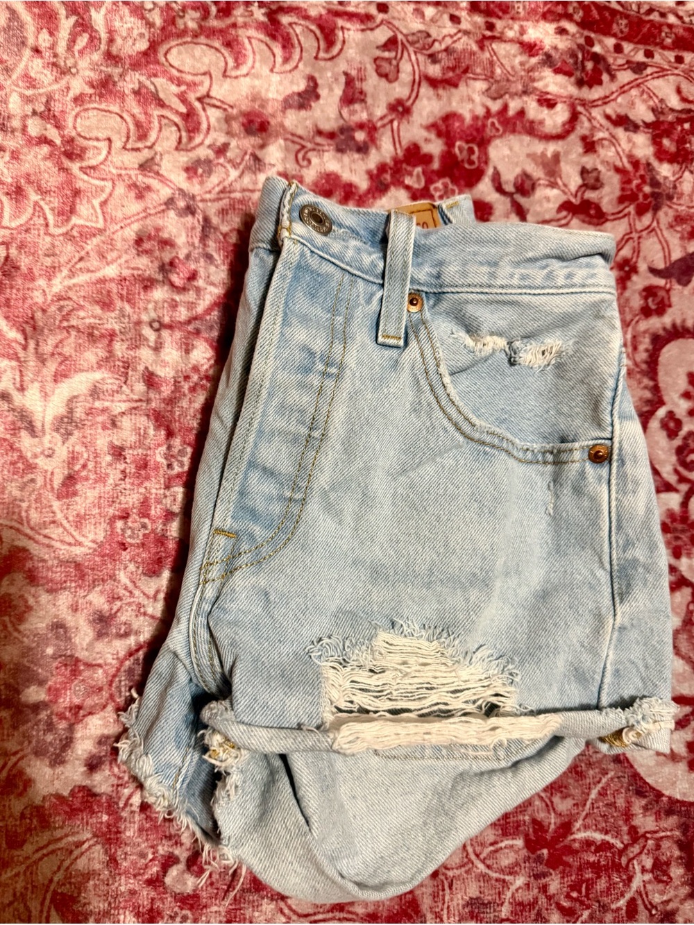 Levi’s 501 Light Wash Distressed Cutoff Denim Shorts